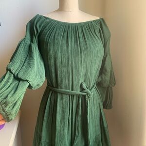 Chic Forest Green Long Sleeve Dress